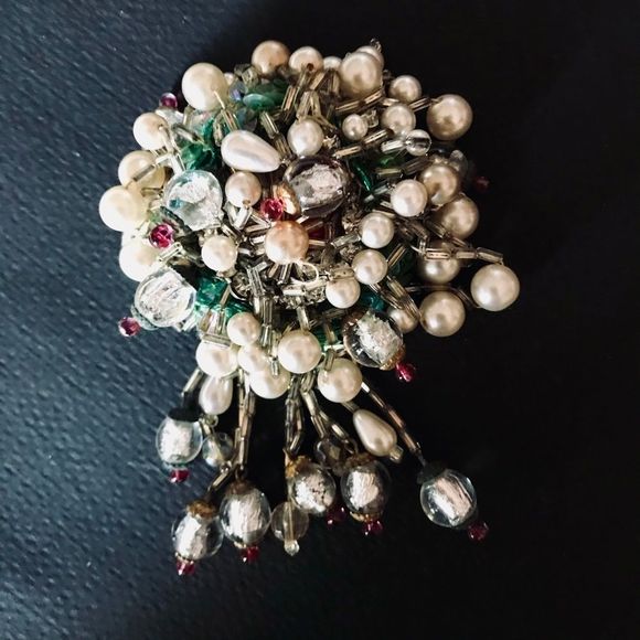 Brooch, Vintage Hand Crafted Mixed Media - Picture 8 of 12